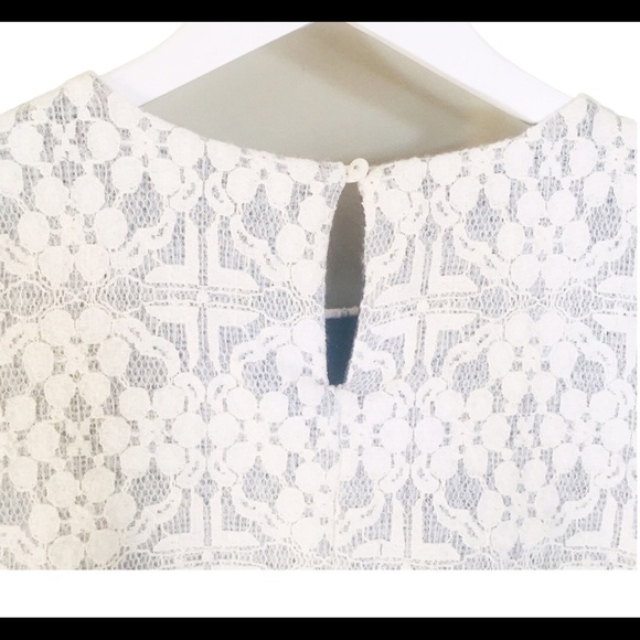 NWT WESTON (Anthro) Laced Twofer Tulle Dress With Cap Sleeve Ivory/Navy Blue S - Picture 8 of 13